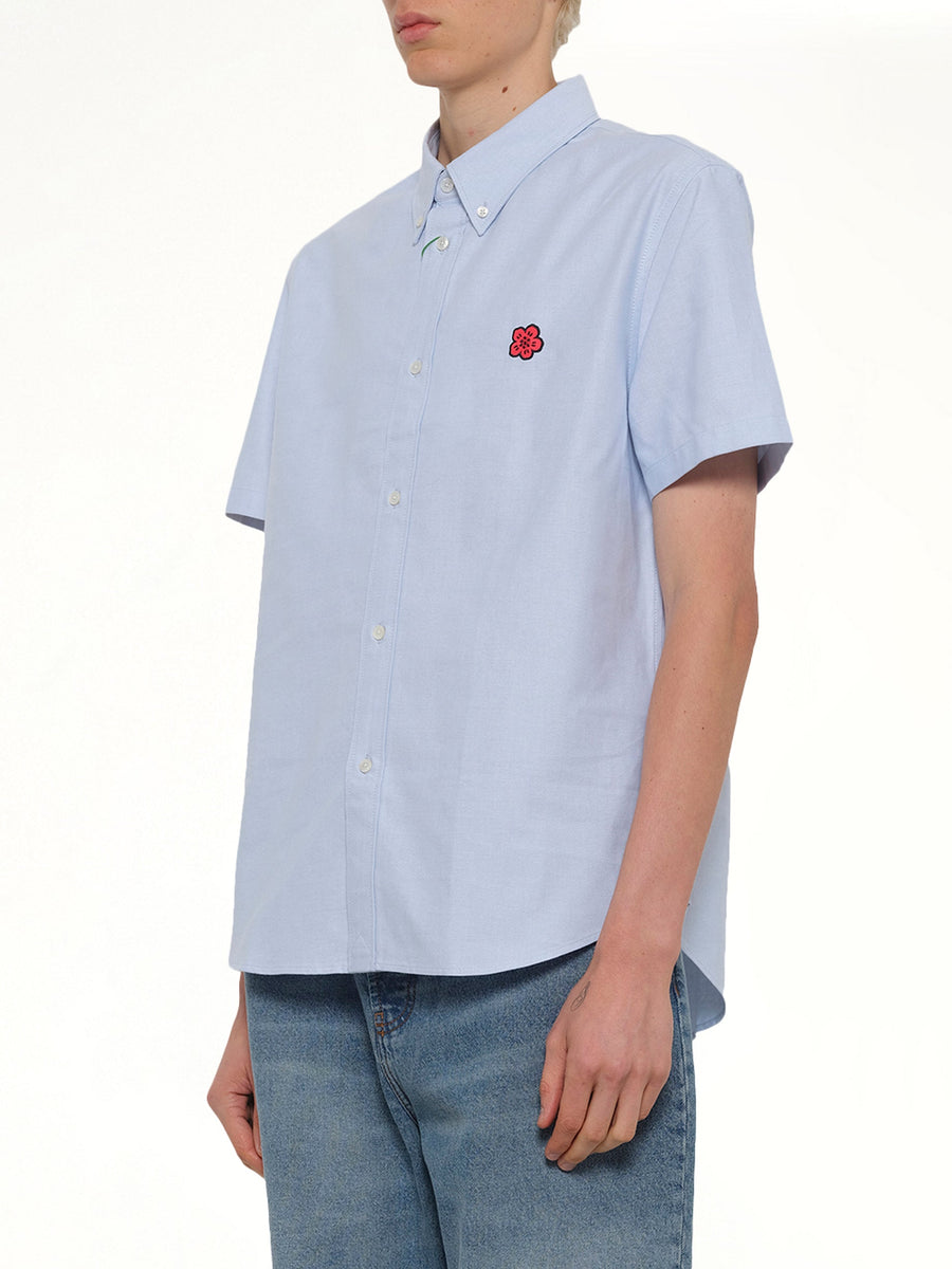 Boke Flower Crest Short Sleeve Shirt in Light Blue