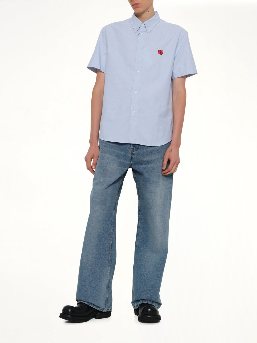 Boke Flower Crest Short Sleeve Shirt in Light Blue