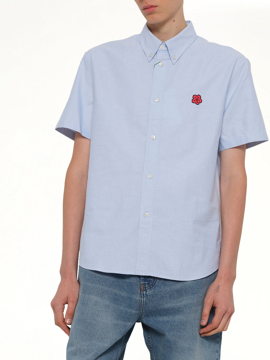 Boke Flower Crest Short Sleeve Shirt in Light Blue