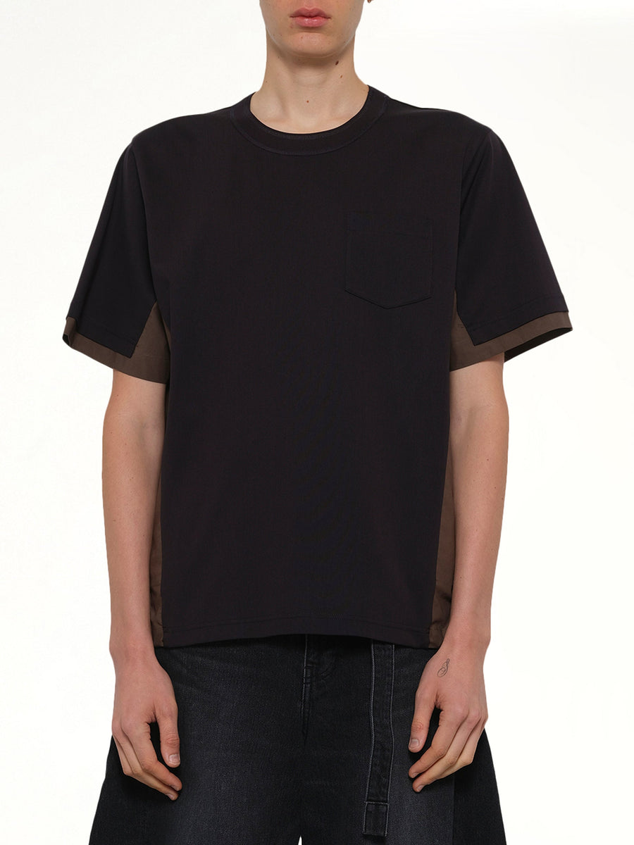Cotton Typewriter x Cotton Jersey T-Shirt in Navy/Taupe