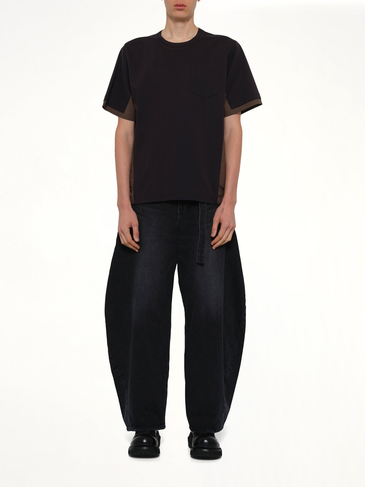 Cotton Typewriter x Cotton Jersey T-Shirt in Navy/Taupe