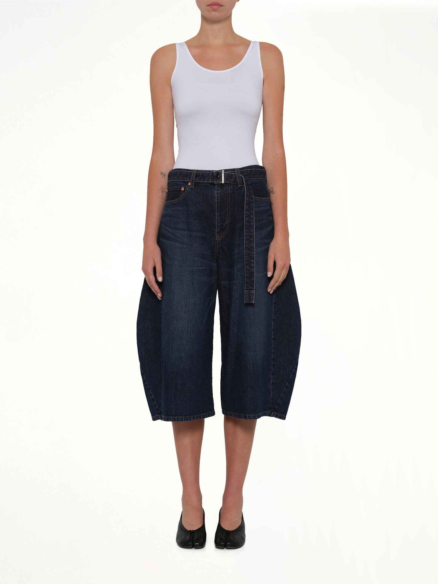 Barrel Denim Bermuda Pants in Blue