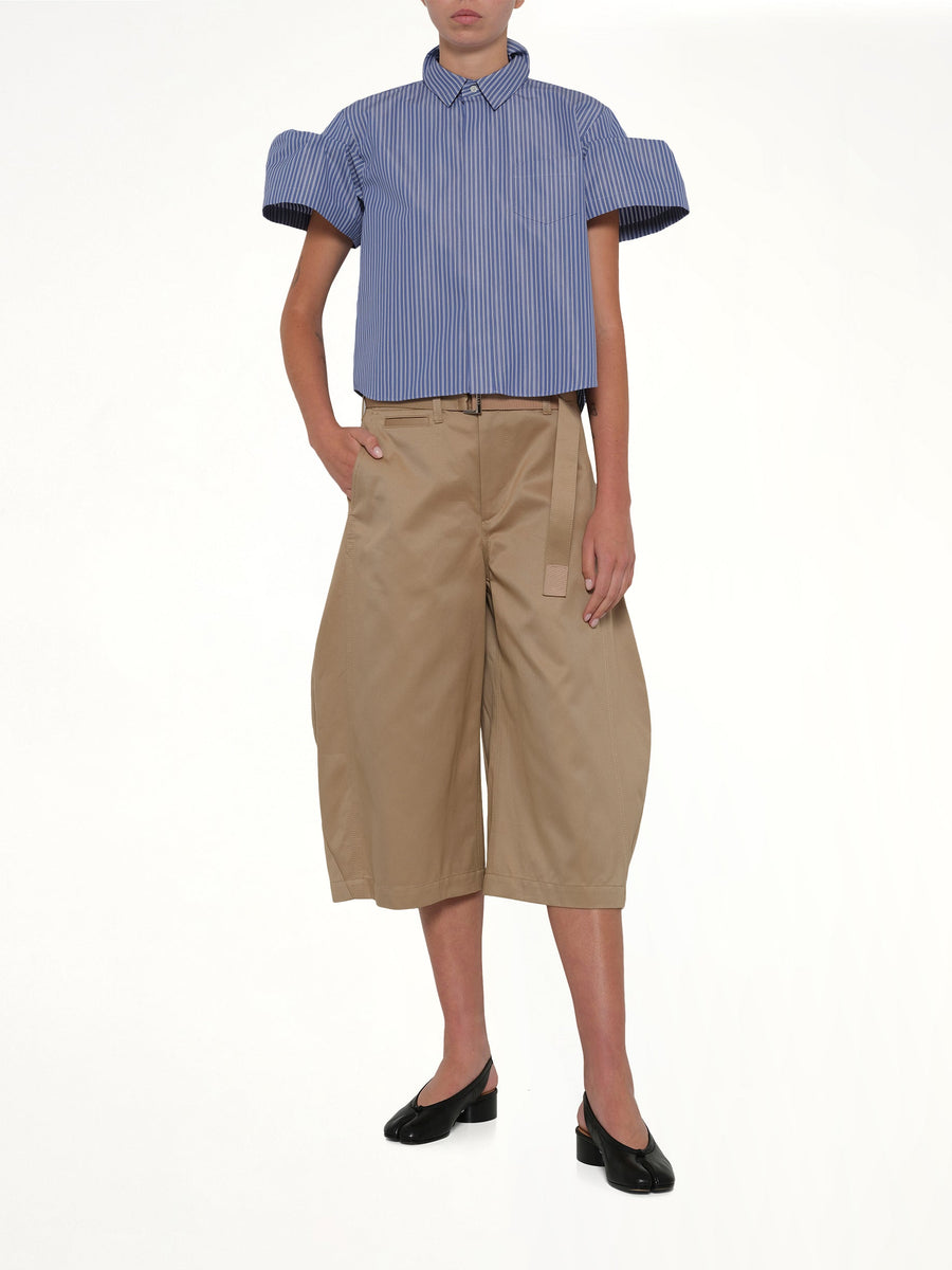 Cotton Chino Barrel Bermuda Shorts in Beige
