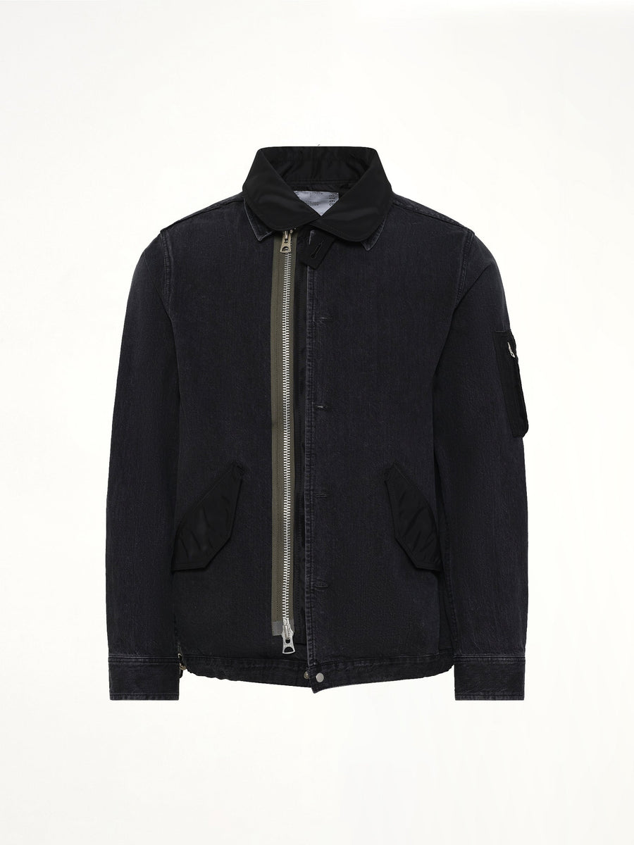 Denim x Nylon Twill Blouson in Black