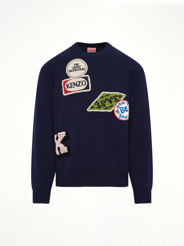 Kenzo Badges Jumper in Navy Blue