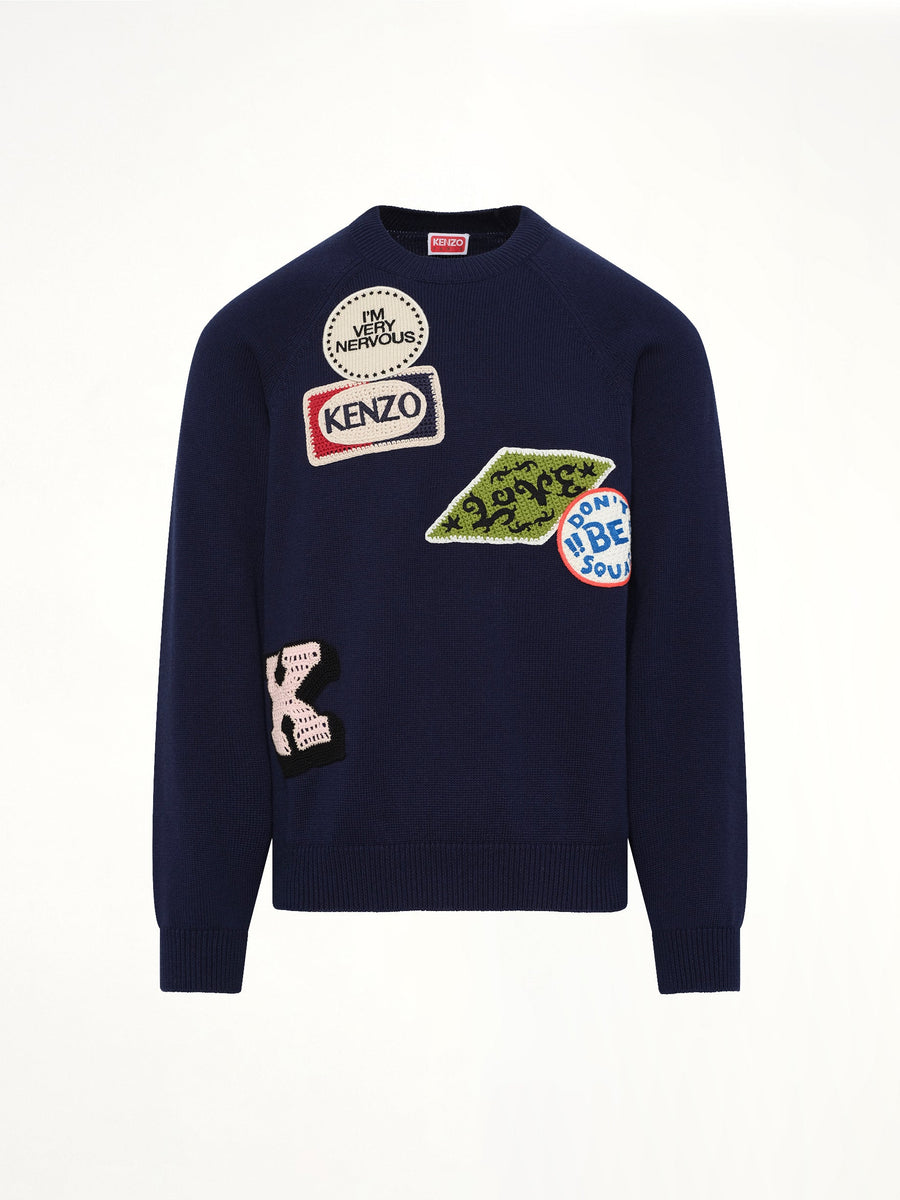 Kenzo Badges Jumper in Navy Blue