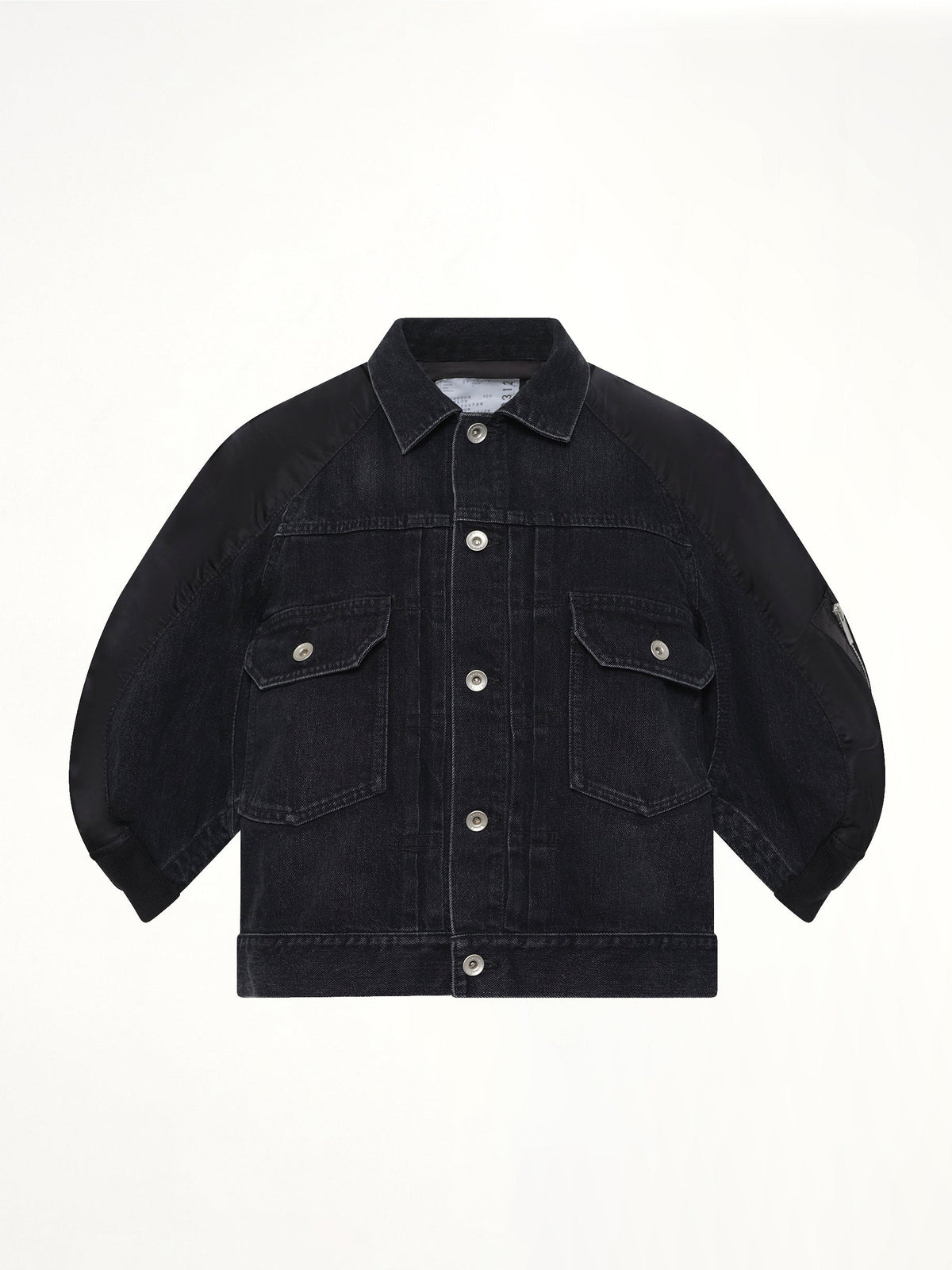 Denim x Nylon Twill Short Sleeve Jacket in Black