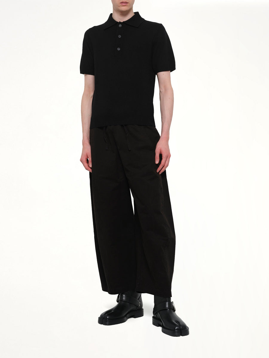 Short Sleeve Knit Polo in Black