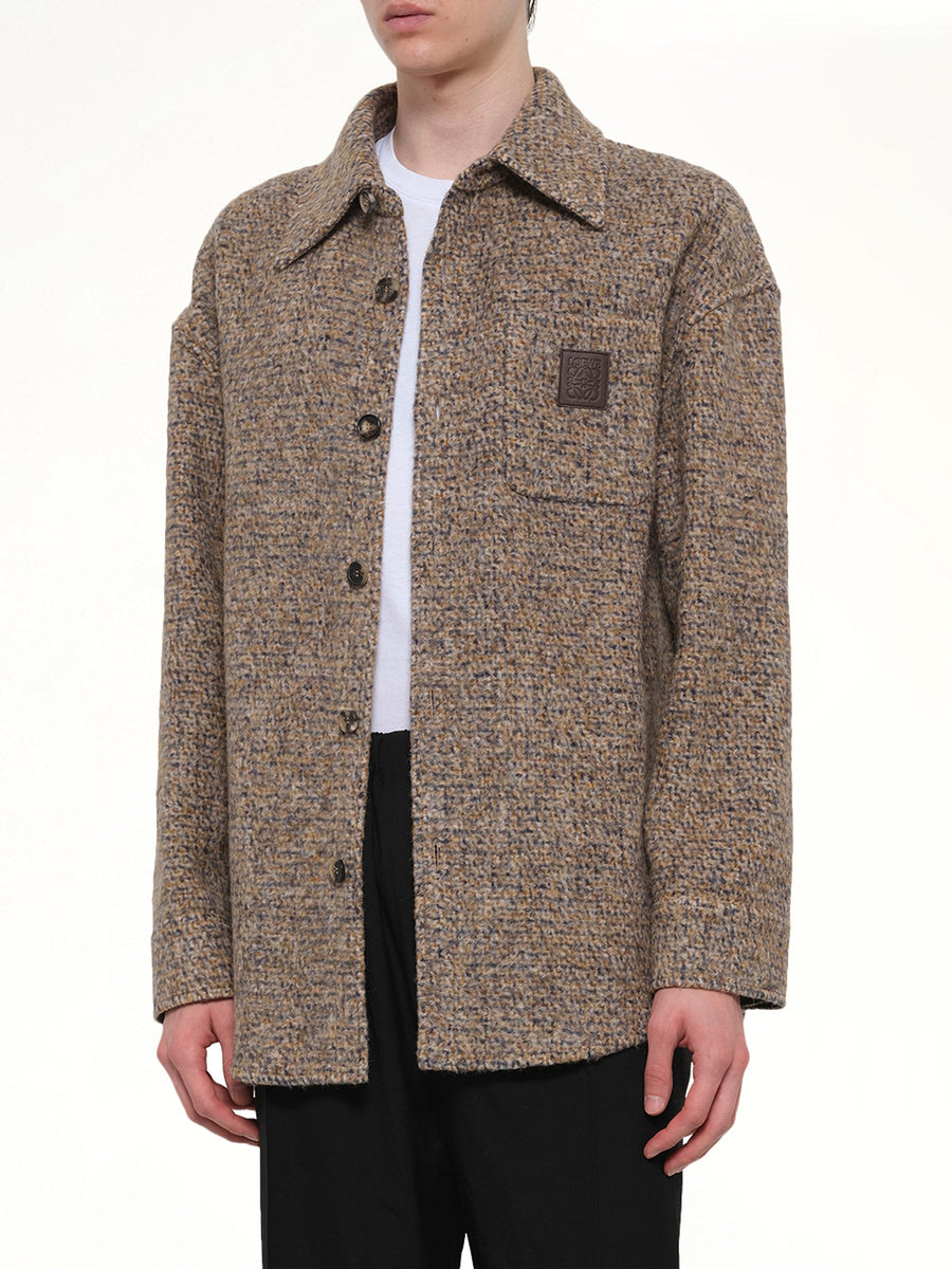 Overshirt in Beige/Blue Melange
