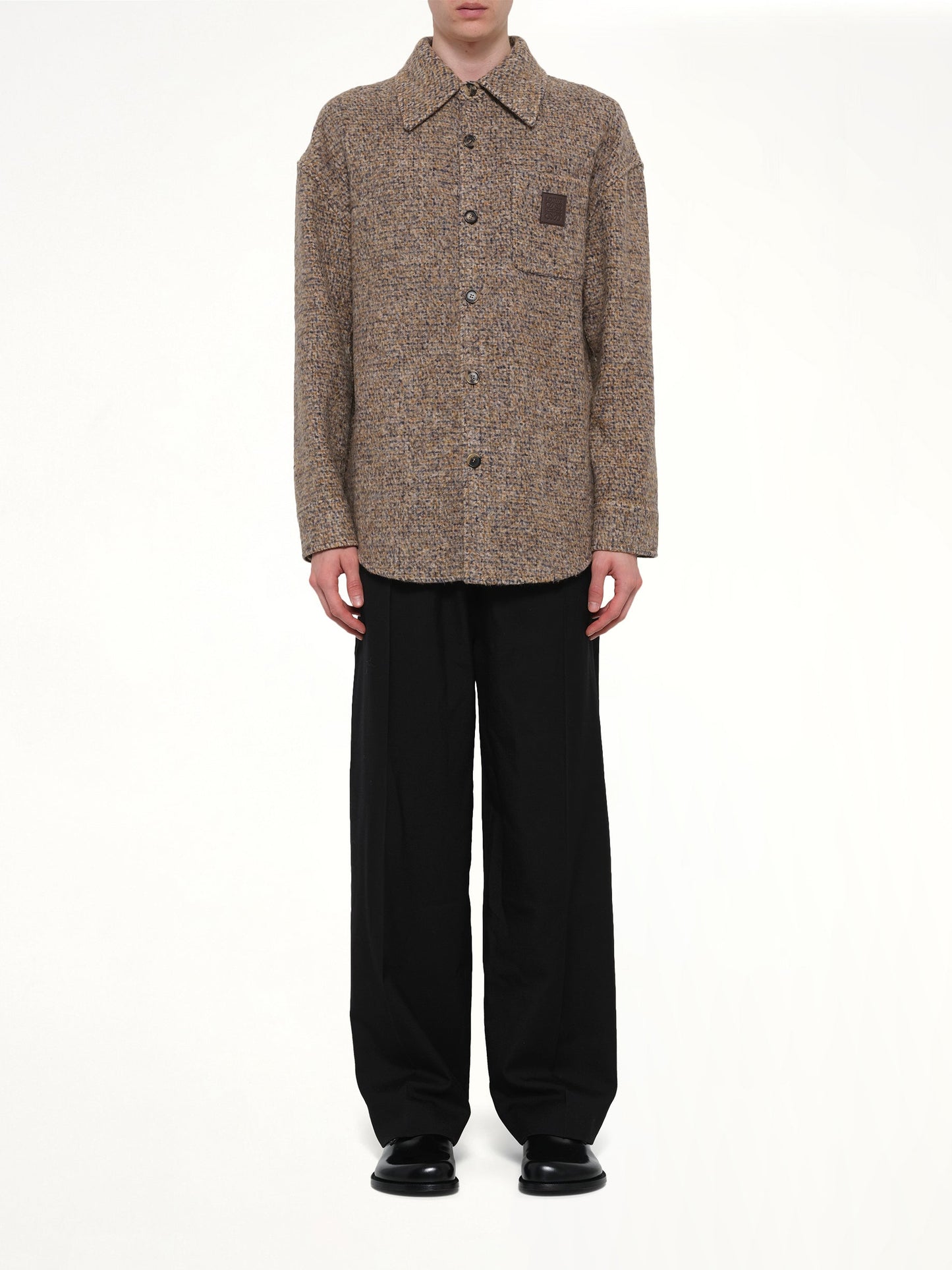 Overshirt in Beige/Blue Melange