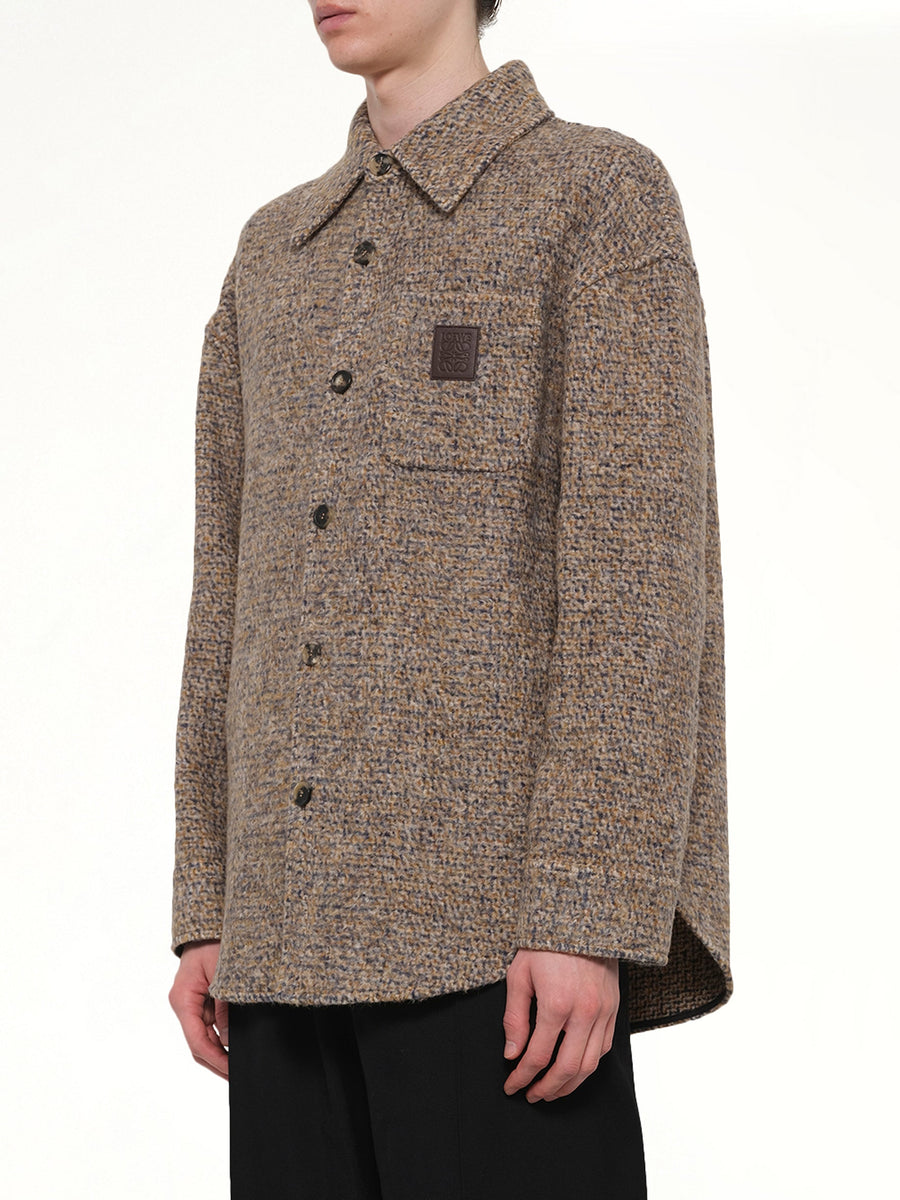 Overshirt in Beige/Blue Melange