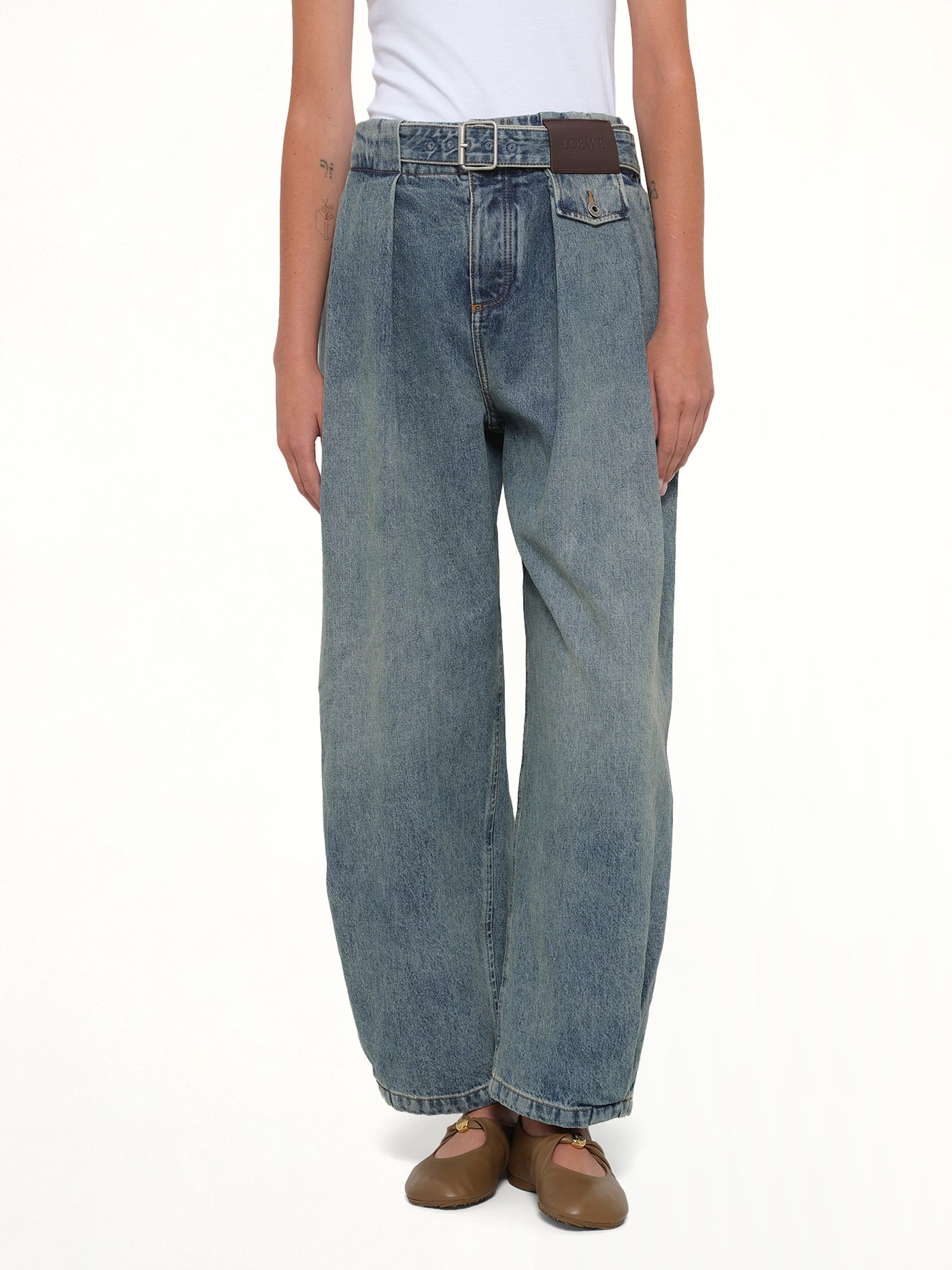 Belted Jeans AF in Washed Denim
