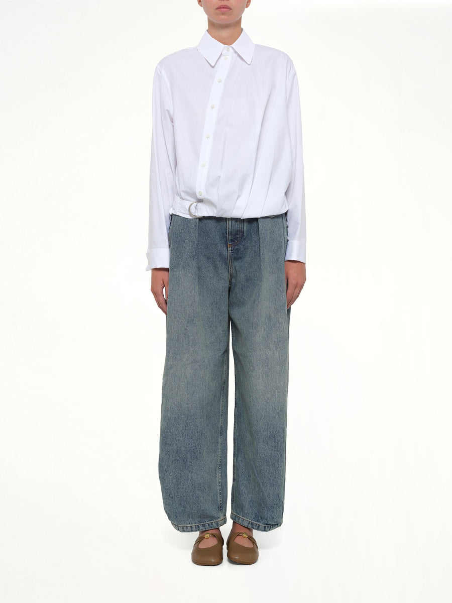 Draped Shirt in White