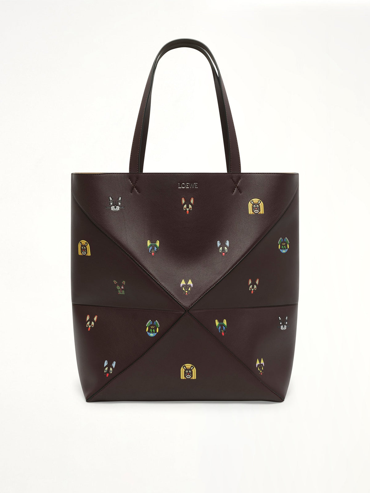 Puzzle Fold Tote XL Allover Cats in Brown