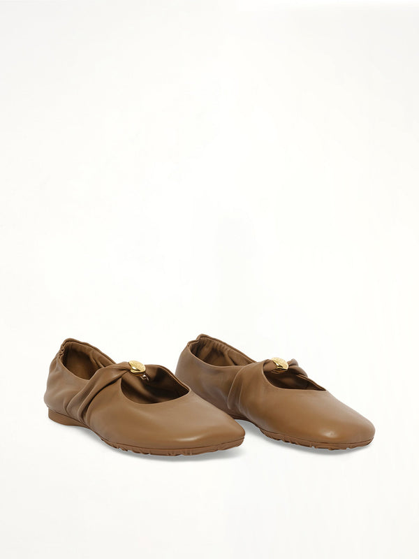 Pebble Soft Ballerina in Oak Front View | LOEWE