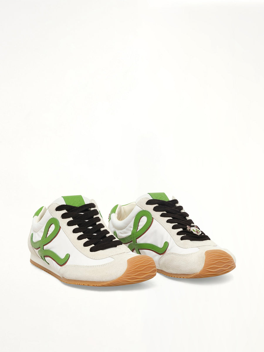 Ballet Runner 2.0 Louis Wain Sneaker in White/Green Front View | LOEWE
