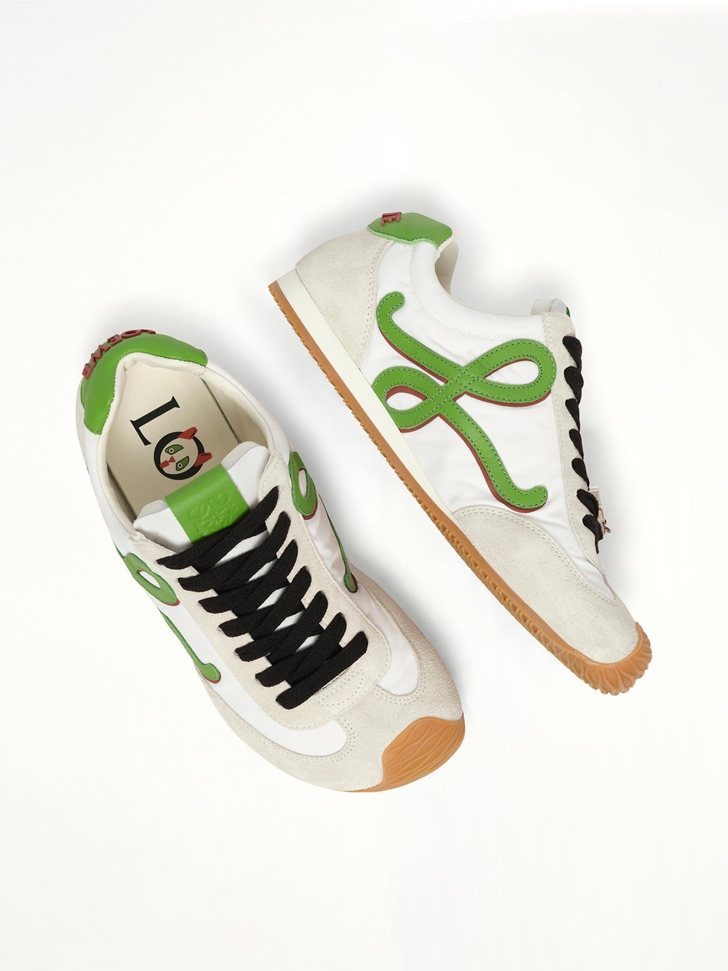 Ballet Runner 2.0 Louis Wain Sneaker in White/Green Top View | LOEWE