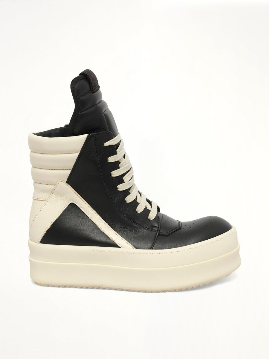 Mega Bumper Geobasket in Black/Milk Side View | RICK OWENS