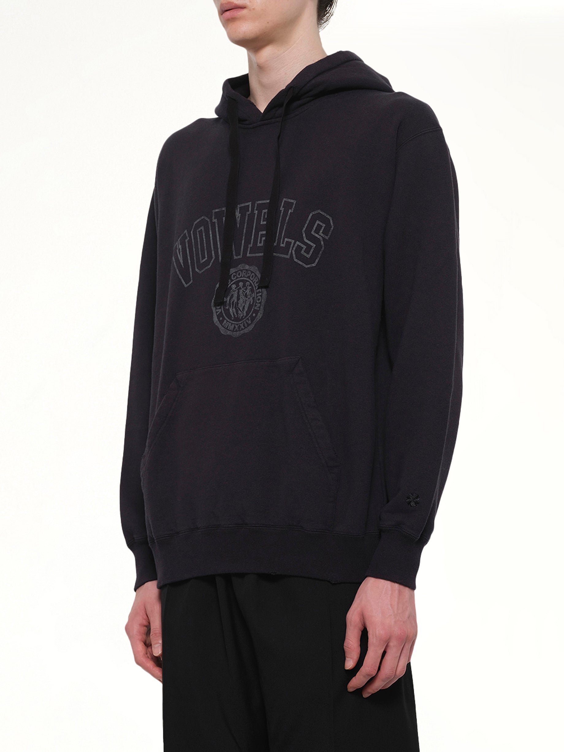 Faded Collegiate Hoodie in Black