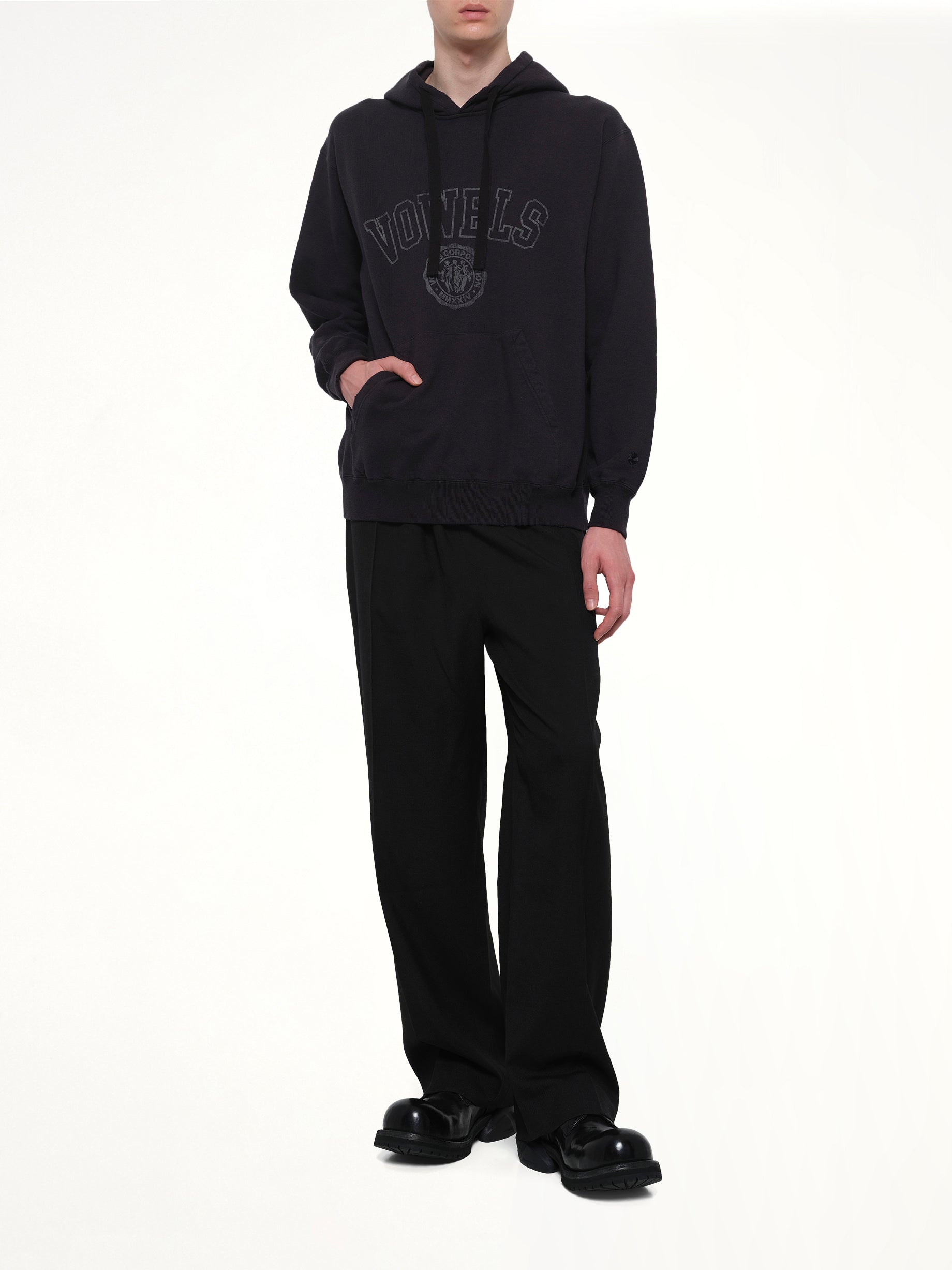 Faded Collegiate Hoodie in Black