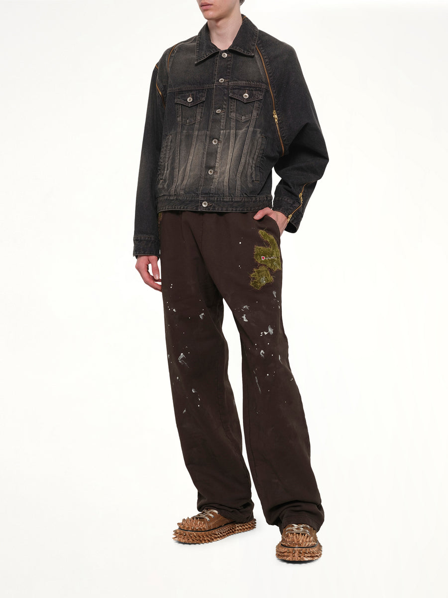 Filleted Zip Denim Jacket in Black