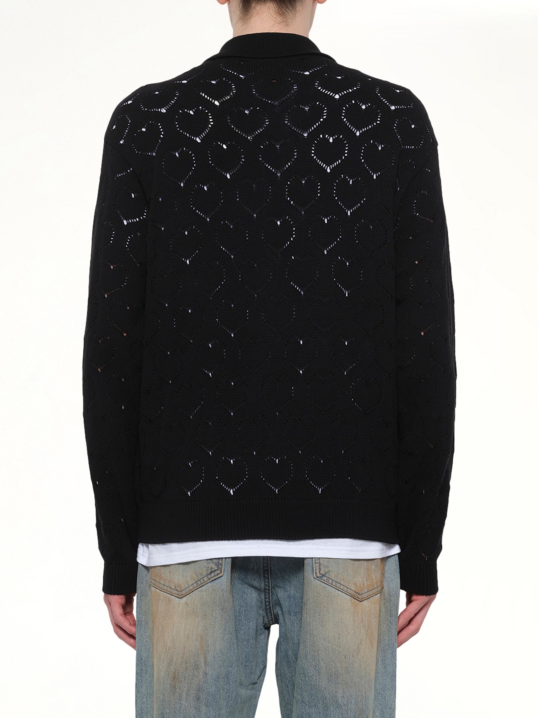 Eyelet Knitted Zip Up in Black