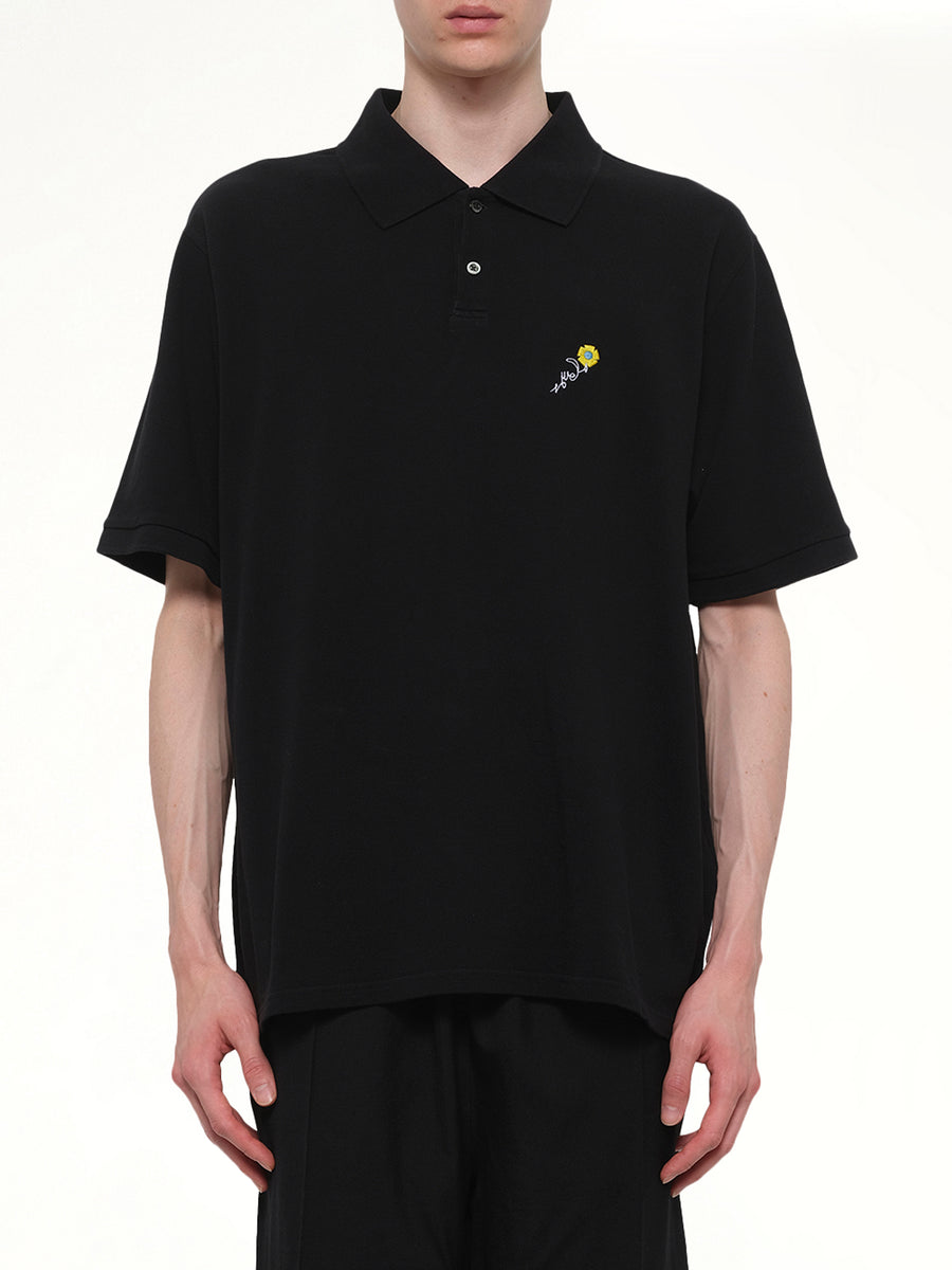 S/S Pique Polo in Black