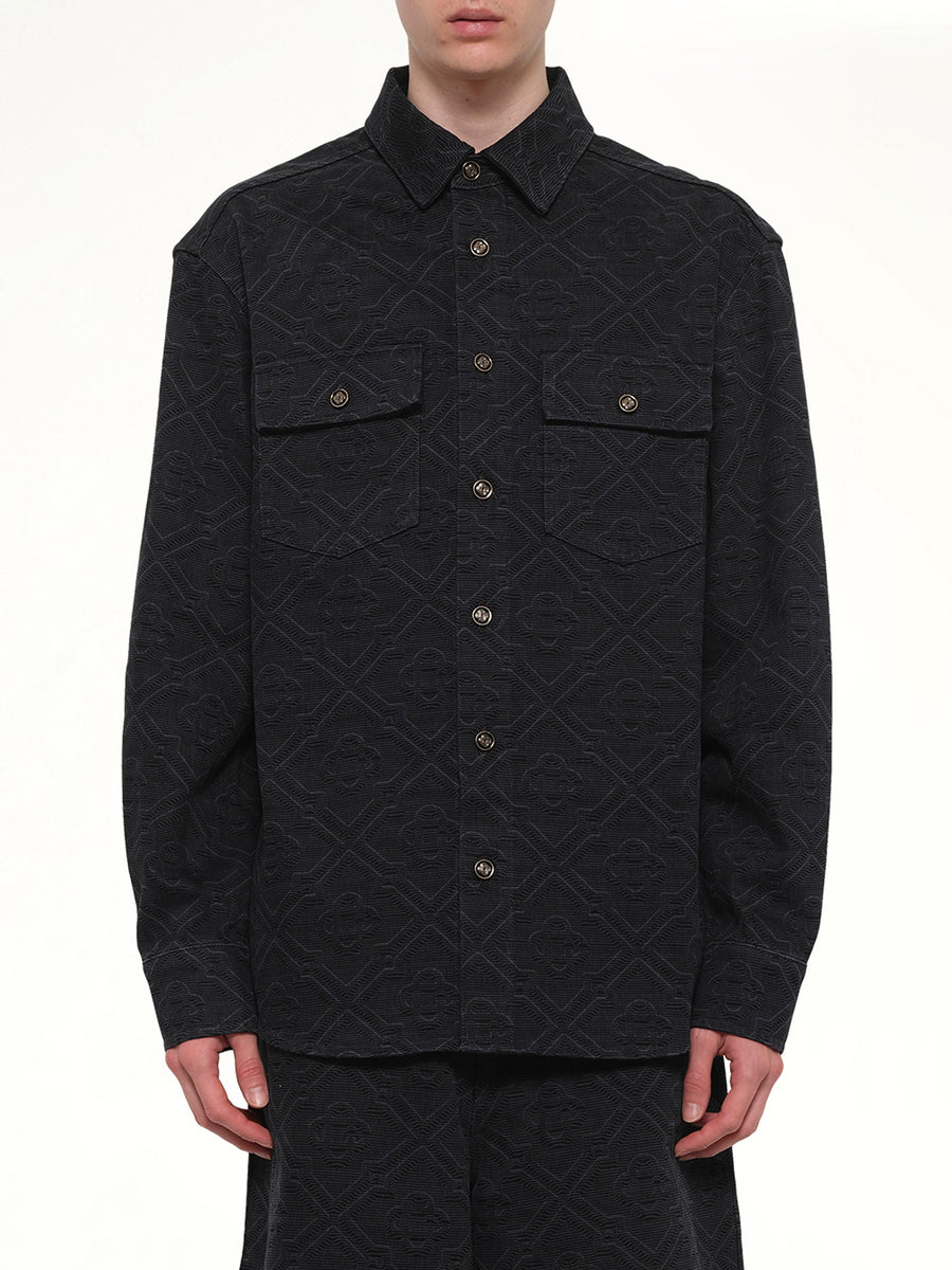 Laser Monogram Denim Shirt in Black