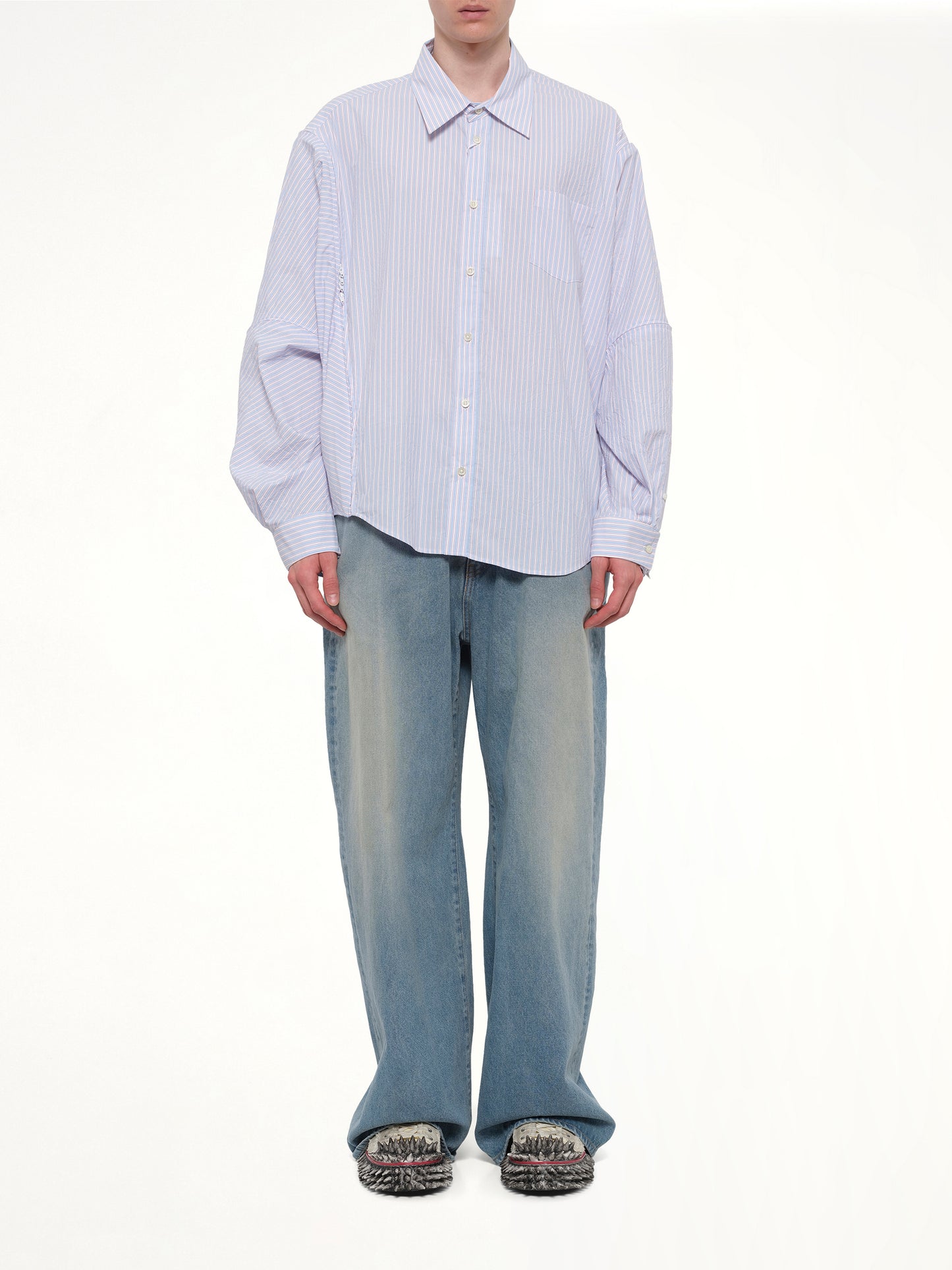 Filleted Zip Shirt in Blue