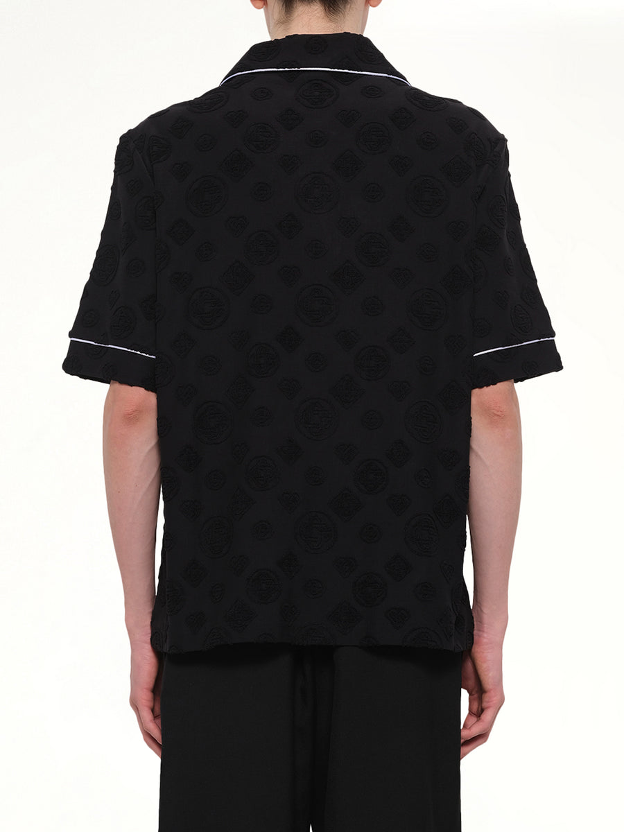 Towelling Monogram Shirt in Black