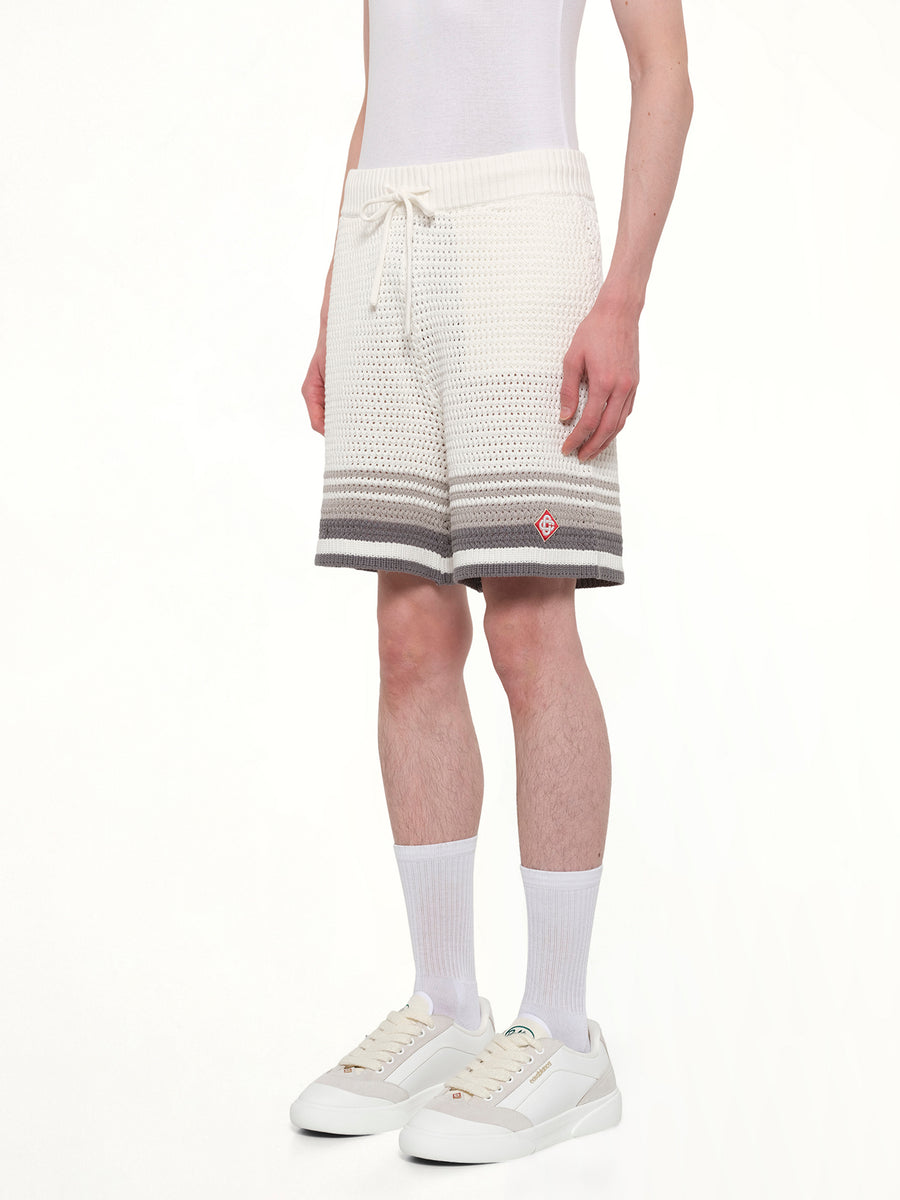 Crochet Shorts in White/Grey