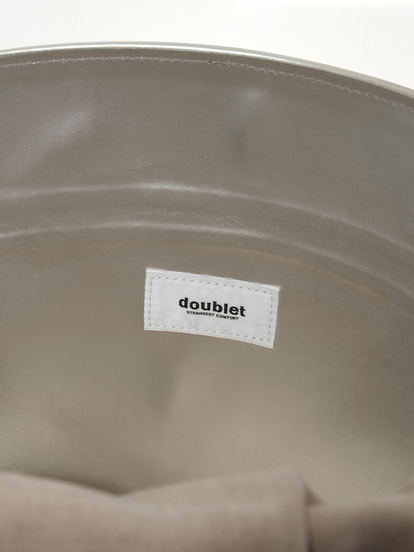 Bucket-Shaped Leather Bag in Silver