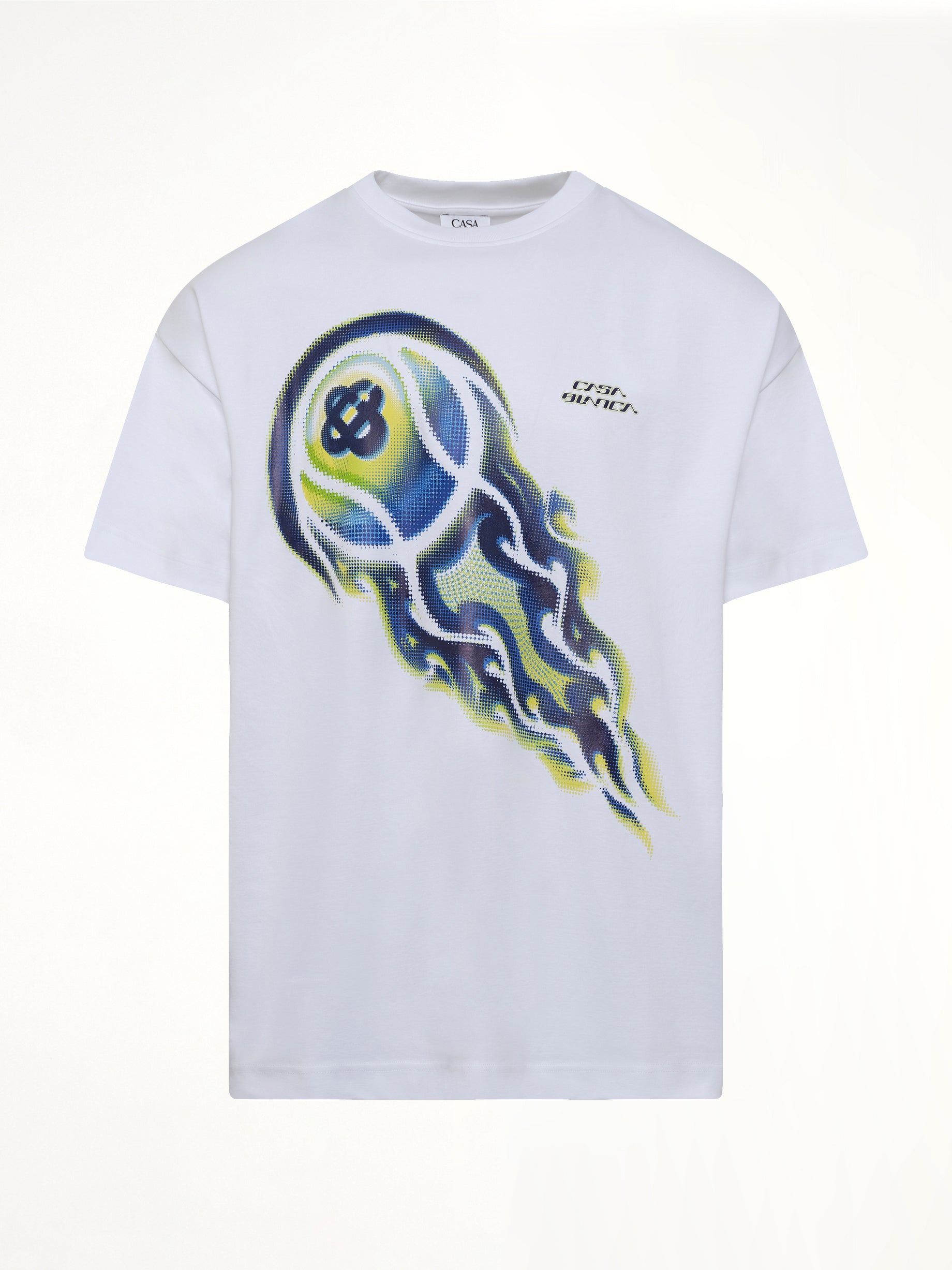 Flaming Tennis Ball Oversized T-Shirt in White
