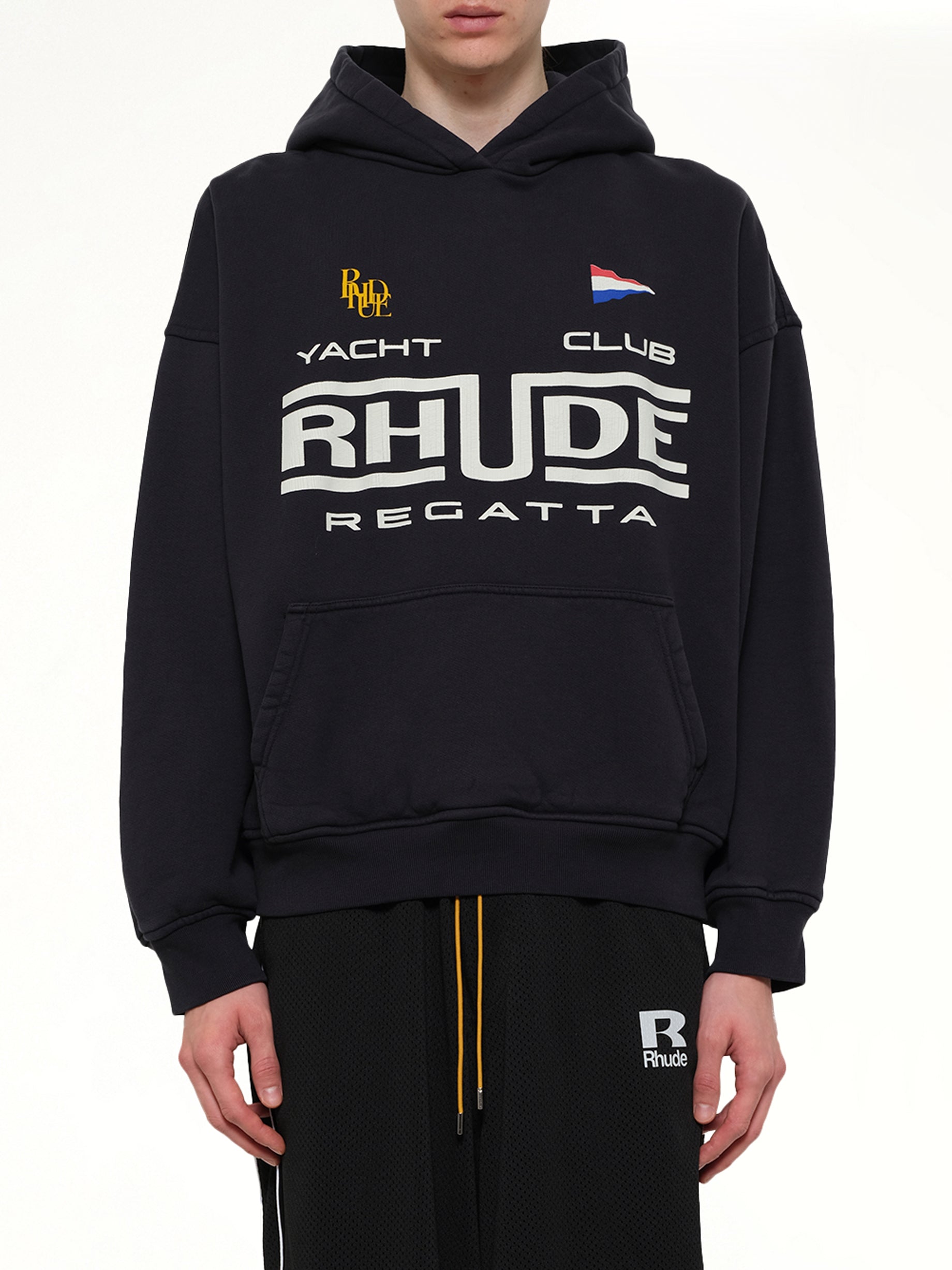 Rhude Regatta Club Hoodie in Vintage Black/White