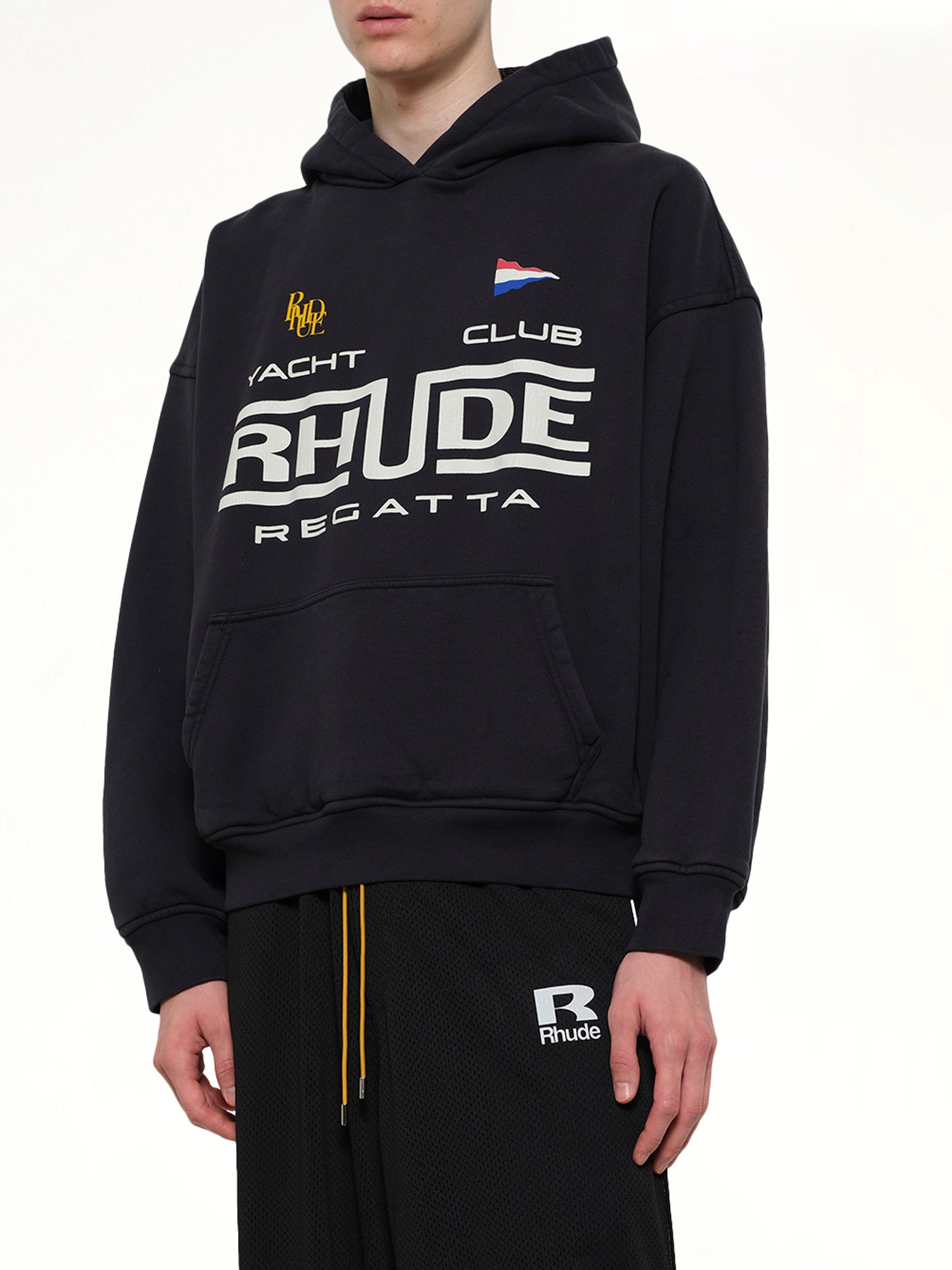 Rhude Regatta Club Hoodie in Vintage Black/White
