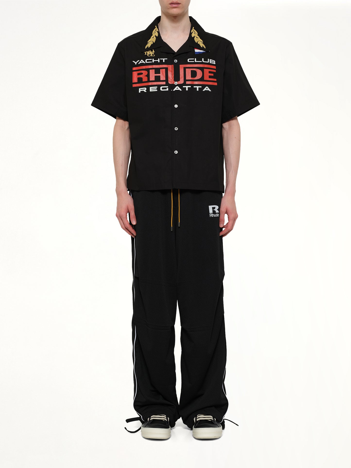 Rhude Regatta Club Shirt in Black/White/Red