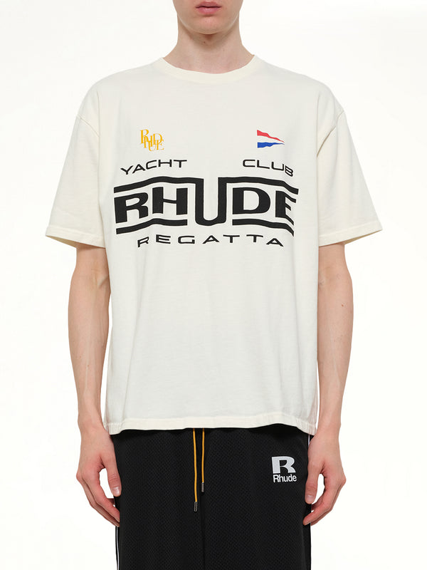 Rhude 复古白色/黑色帆船俱乐部T恤