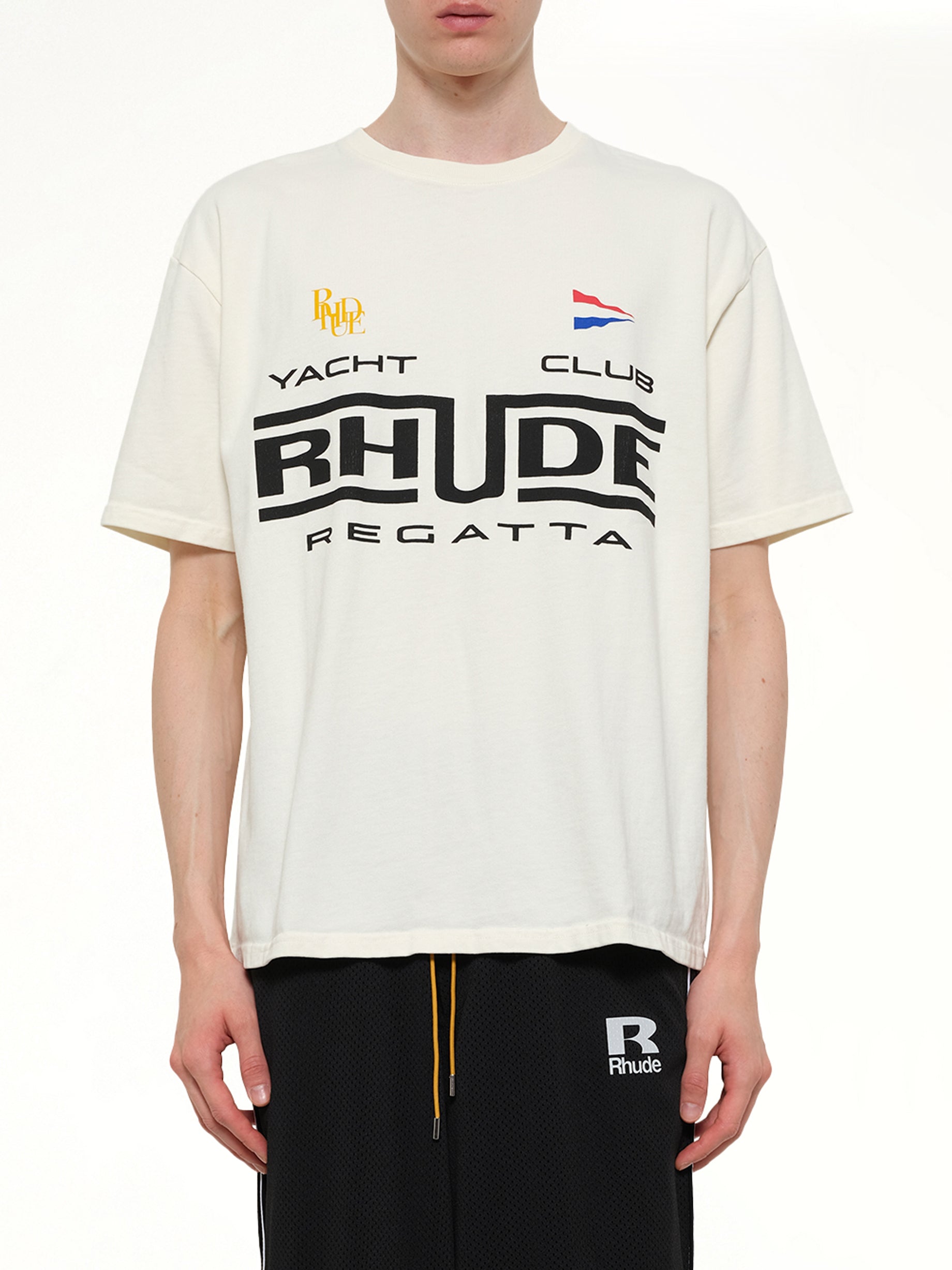 Rhude Regatta Club T-Shirt in Vintage White/Black