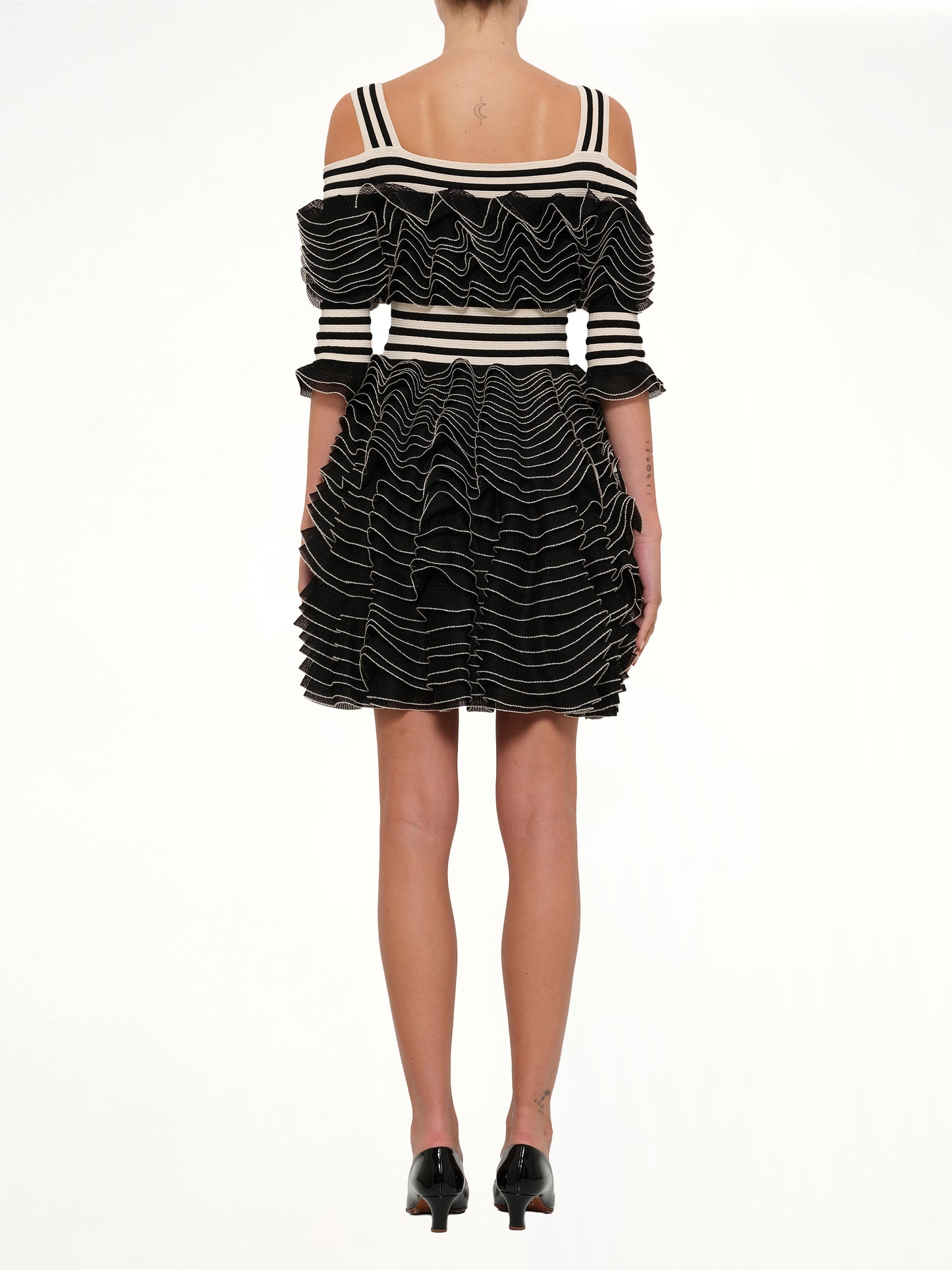 Lacy Frills Mini Dress in Black