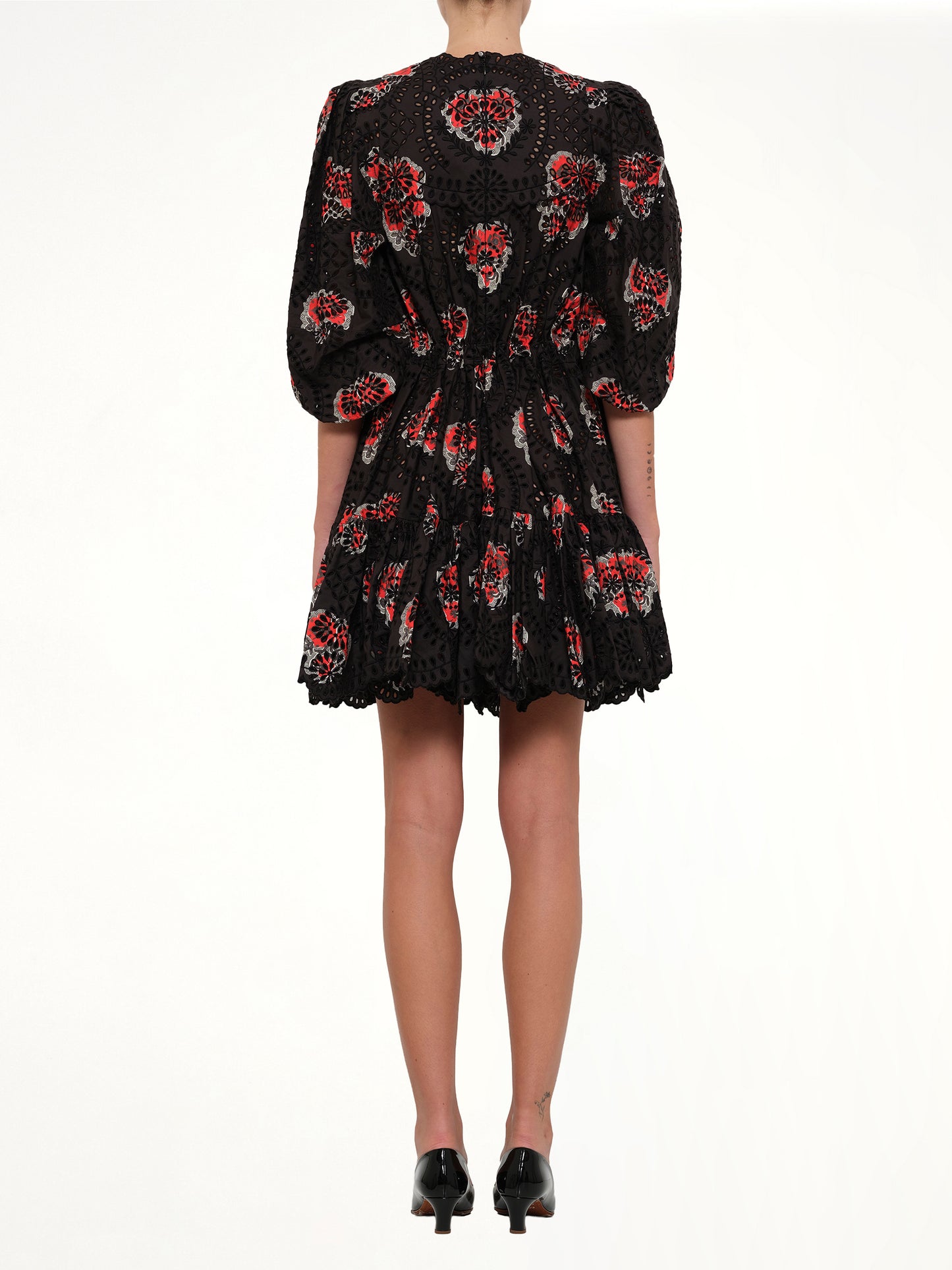 Poppy Print Abito Dress in Black
