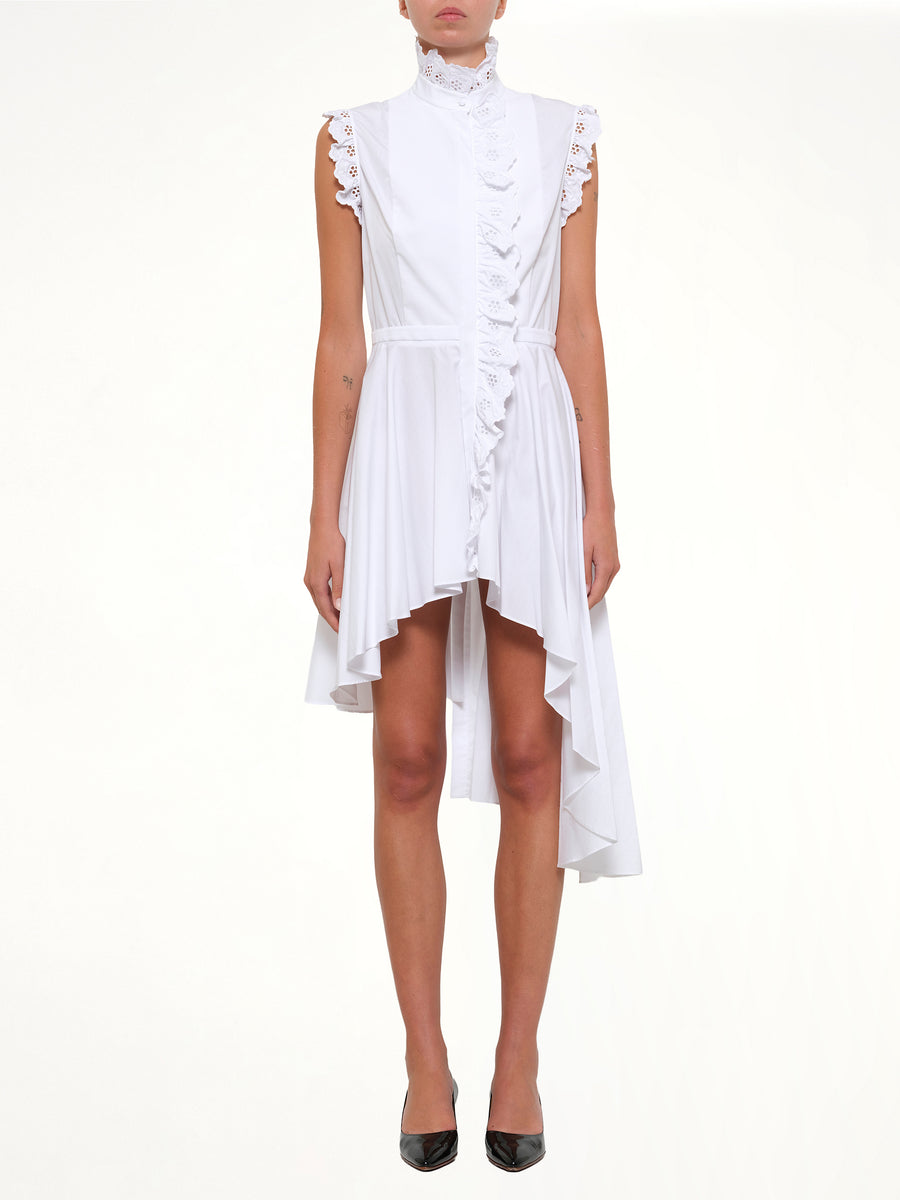 Sleeveless Ruffle Dress in White
