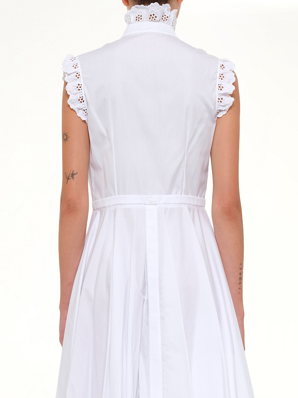 Sleeveless Ruffle Dress in White