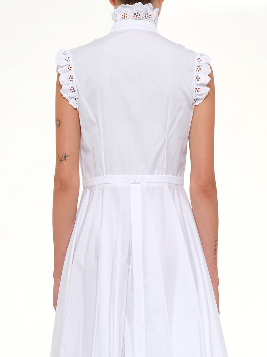 Sleeveless Ruffle Dress in White