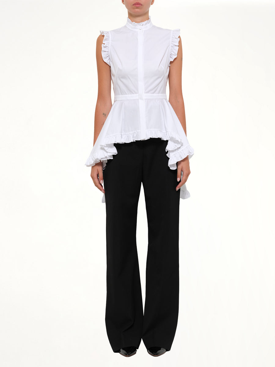 Sleeveless Peplum Shirt in White