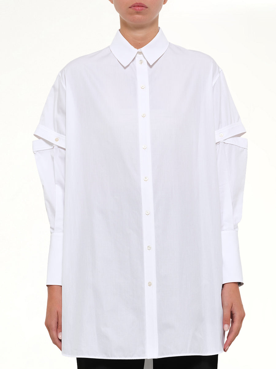 Amq - Slash Sleeve Shirt in White