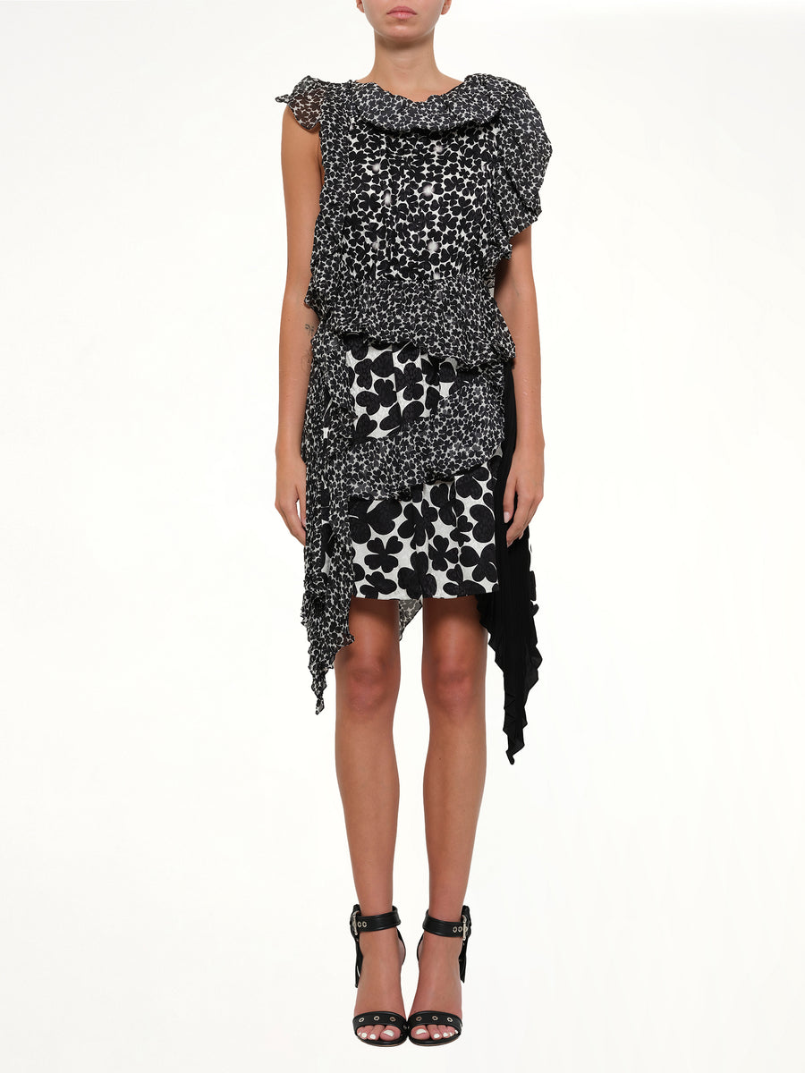 Podium Dress in White Black
