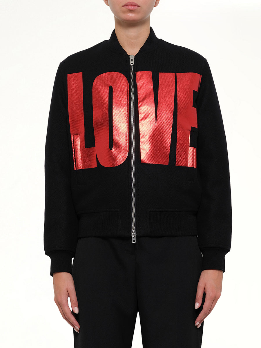 Love Wool Bomber Jacket in Black