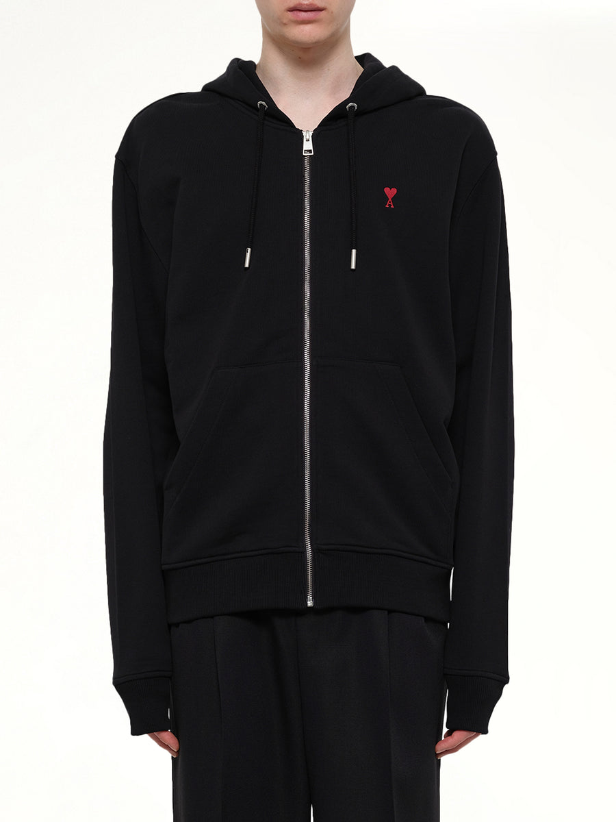 Ami De Coeur Zip Hoodie in Black/Red