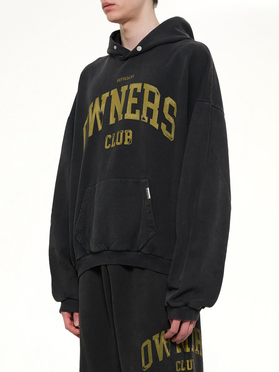 Represent Owners Club Hoodie in Faded Black