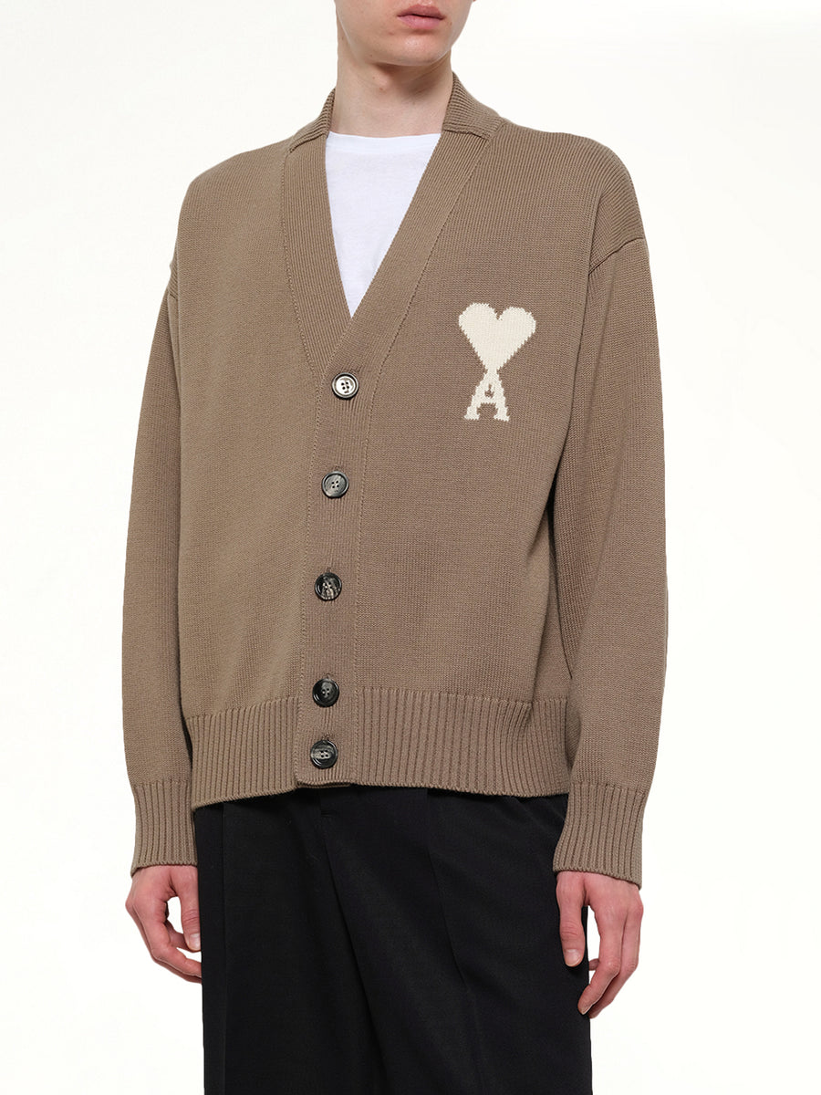 Contrasted Ami De Coeur Cardigan in Beige